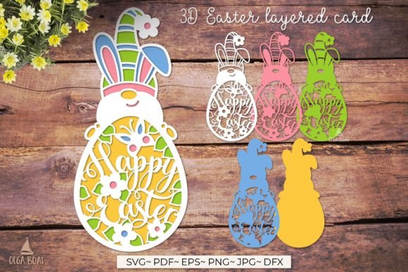 3D Easter Papercut Graphics for Crafts