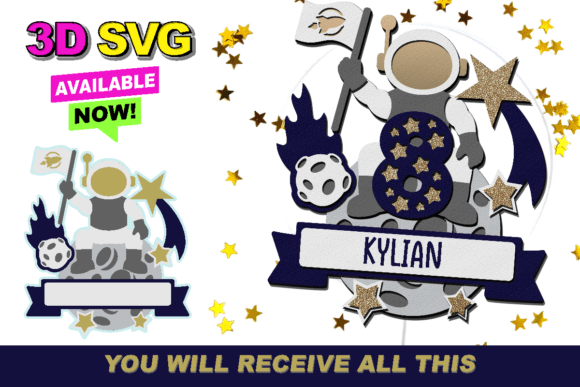 Astronaut Cake Topper 3D SVG for Laser Cutting