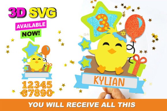 Baby Chicken Cake Topper 3D SVG: Graphics for Crafts