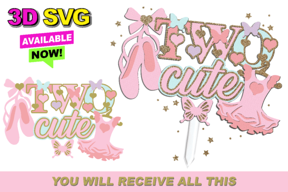 Ballerina Two Cute Cake Topper 3D SVG Review