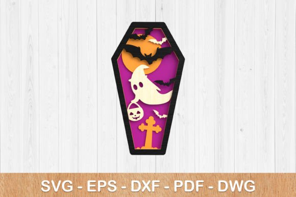 Halloween Coffin 3D SVG for Autumn Laser Cutting
