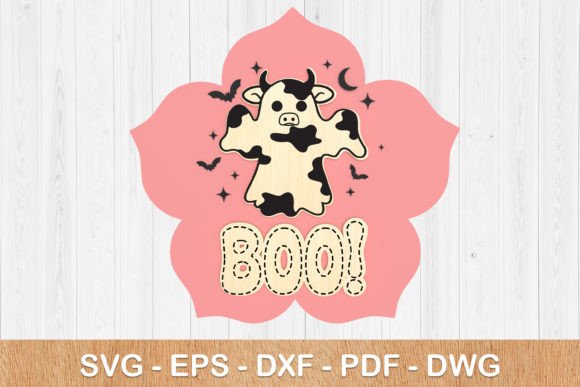 Halloween Cow Boo 3D SVG for Laser Cutting Signs