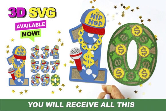 Hip Hop Numbers 3D SVG: Bold Graphics for Modern Crafts