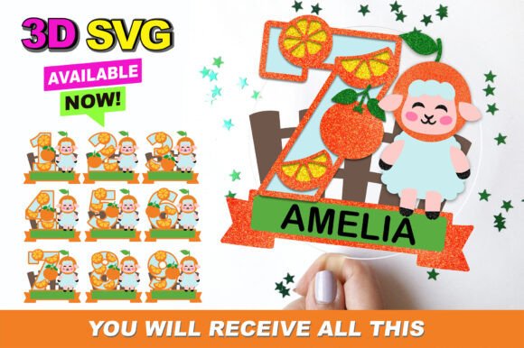 Orange Baby Sheep 3D SVG for Cute Birthdays