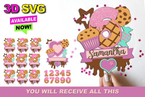 Sweet Numbers Topper 3D SVG: Graphics for Crafts