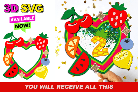 Tutti Fruitti Cake Topper 3D SVG: Graphics for Crafts